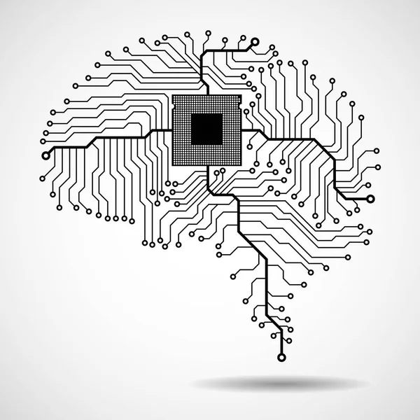 Cerveau technologique abstrait. Cpu. Circuit. Vecteur — Image vectorielle