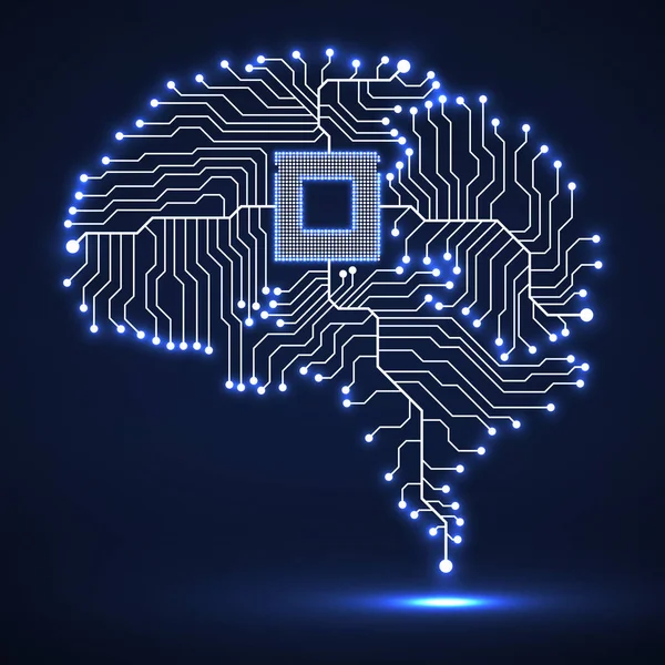 Brillant cerveau technologique abstrait. Cpu. Circuit. Vecteur — Image vectorielle