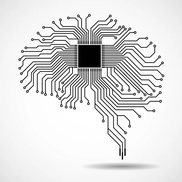 Abstraktes technologisches Gehirn. cpu. Leiterplatte. Vektor — Stockvektor