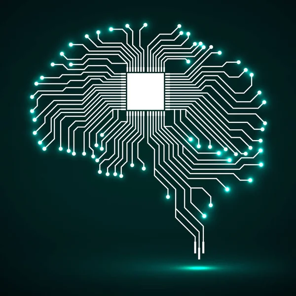 Brillant cerveau technologique abstrait. Cpu. Circuit. Vecteur — Image vectorielle