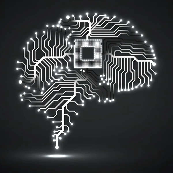 Brillant cerveau technologique abstrait. Cpu. Circuit. Vecteur — Image vectorielle