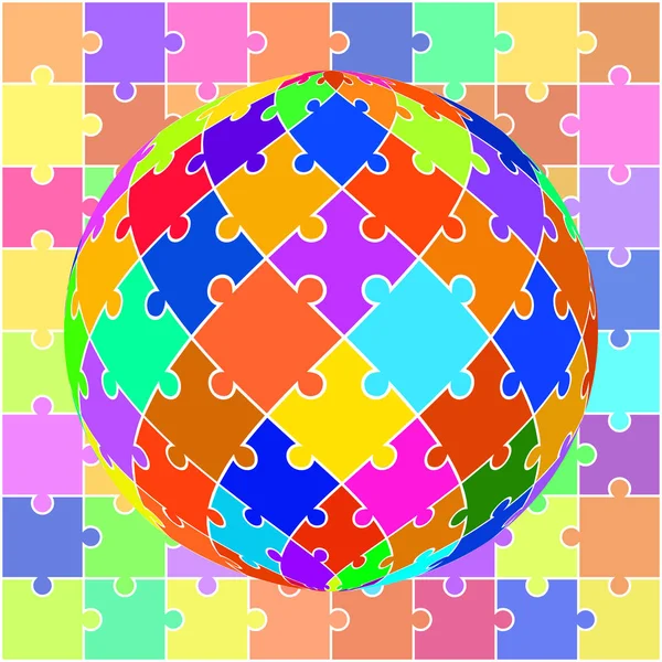 Globe coloré abstrait à partir de puzzles. Illustration vectorielle. Eps 10 — Image vectorielle