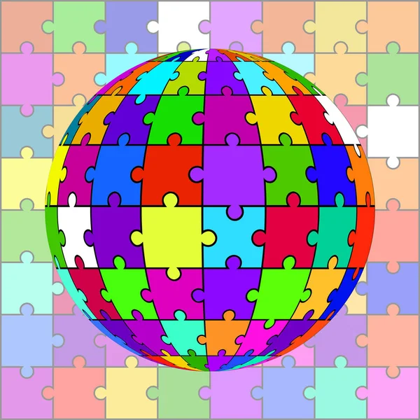 Globe coloré abstrait à partir de puzzles. Illustration vectorielle. Eps 10 — Image vectorielle