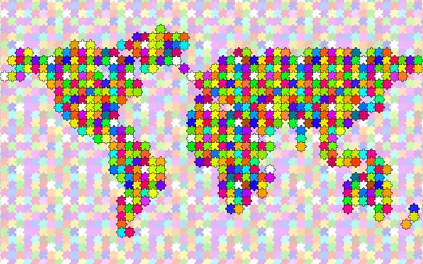 抽象的な世界地図パズル。カラフルなベクトルの図。Eps10 — ストックベクタ