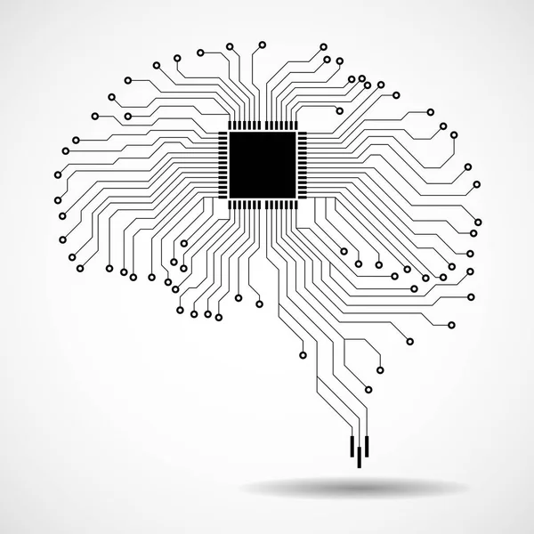 Cervello tecnologico astratto. Cpu. Circuito. Illustrazione vettoriale. Eps 10 — Vettoriale Stock