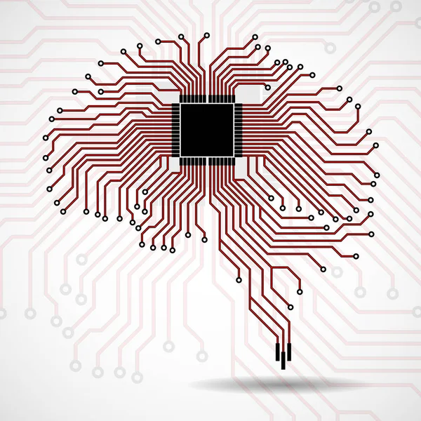 Cerebro tecnológico abstracto. Cpu. Placa de circuito. Ilustración vectorial. Eps 10 — Vector de stock