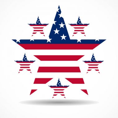 ABD bayrağı yıldız şeklinde. Vektör çizim. EPS 10