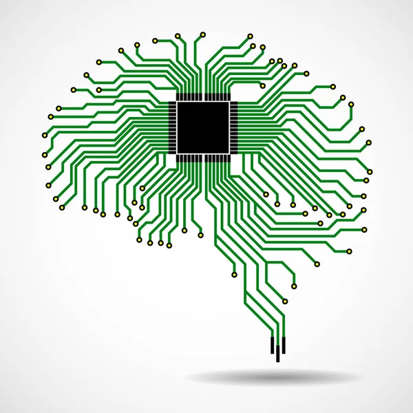 抽象的技术脑。Cpu。电路板。矢量 — 图库矢量图片