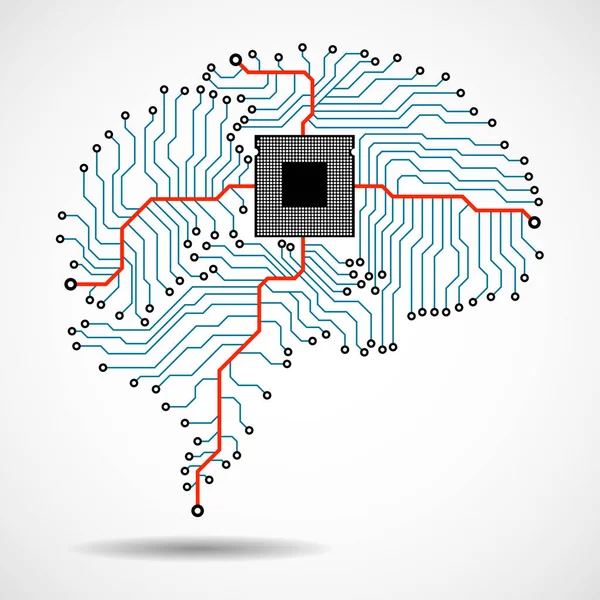 Abstract technological brain. Cpu. Circuit board. Vector — Stock Vector