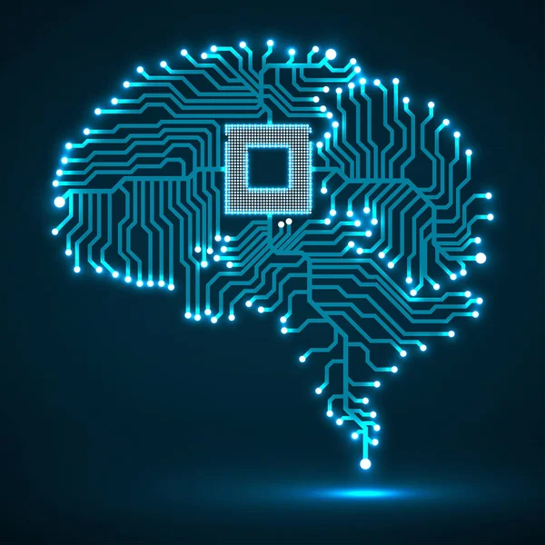 Brillant cerveau technologique abstrait. Cpu. Circuit. Vecteur — Image vectorielle