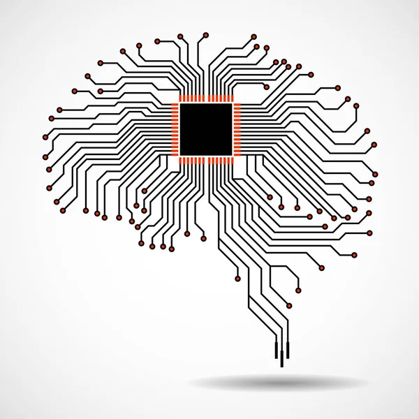 Abstract technological brain. Cpu. Circuit board. Vector — Stock Vector