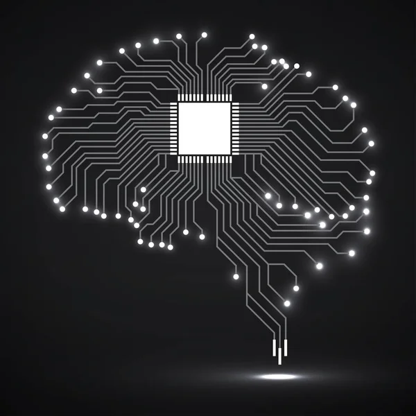 Brillant cerveau technologique abstrait. Cpu. Circuit. Vecteur — Image vectorielle