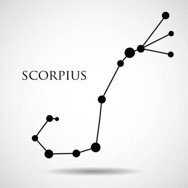 Takımyıldızı scorpius zodyak üzerinde izole beyaz arka plan oturum açın. Vektör çizim. EPS 10