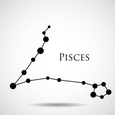 Takımyıldızı Balık burcu zodyak üzerinde izole beyaz arka plan oturum açın. Vektör çizim. EPS 10