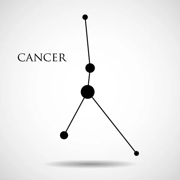 Tanda zodiak kanker konstelasi terisolasi pada latar belakang putih. Vektor ilustrasi. Eps 10 - Stok Vektor