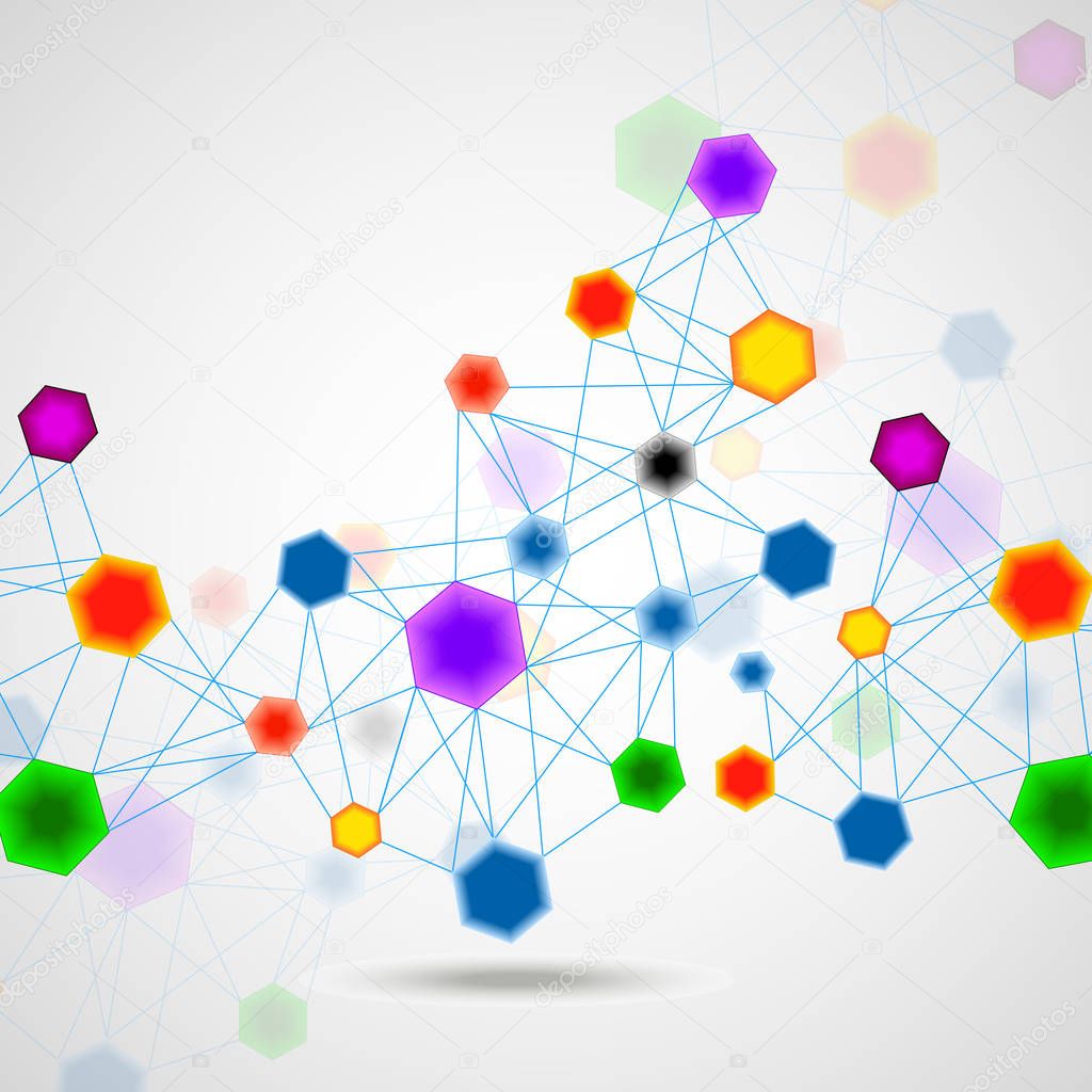 Hexagonal molecule structure of DNA. Geometric abstract background