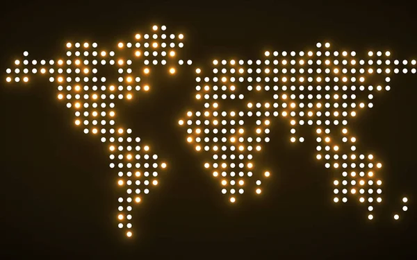 Αφηρημένο κόσμο χάρτη με φωτεινές κουκκίδες. Διάνυσμα — Διανυσματικό Αρχείο
