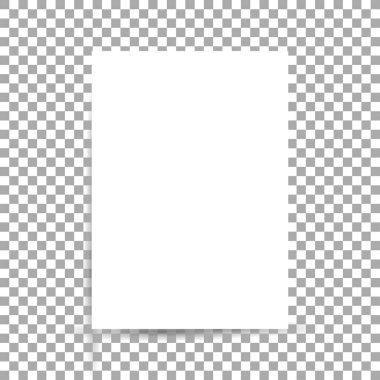 A4 kağıt biçiminin gölgeler şeffaf arka plan üzerinde beyaz sayfa