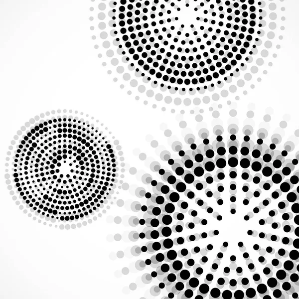 Abstracte achtergrond met gestippelde cirkels. Stippen in ronde vorm. Vector design achtergrond — Stockvector