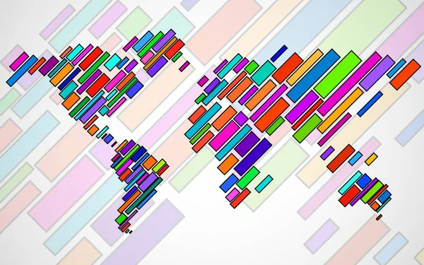 Abstrakta Världskarta med linjerna. Världen ränder karta. Vektor — Stock vektor