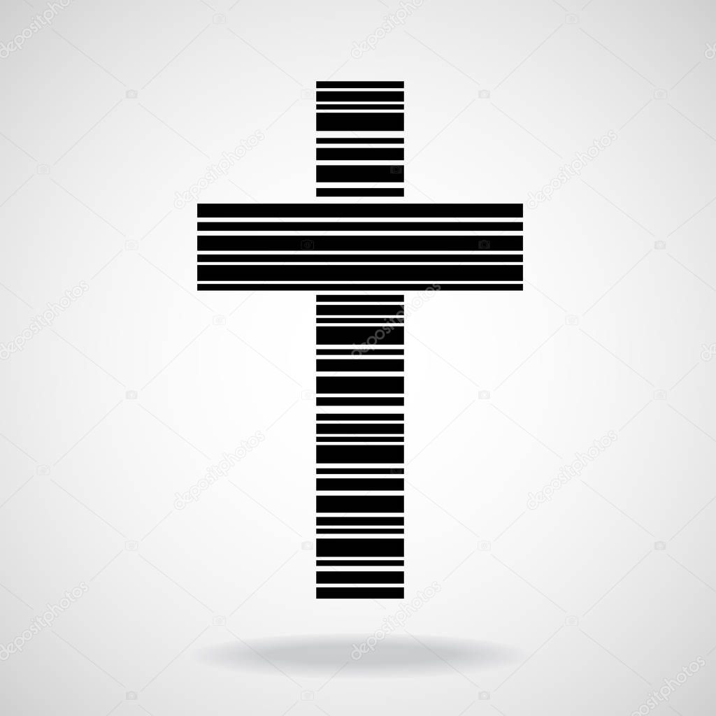 Abstract cross of lines. Christian Symbol. Vector