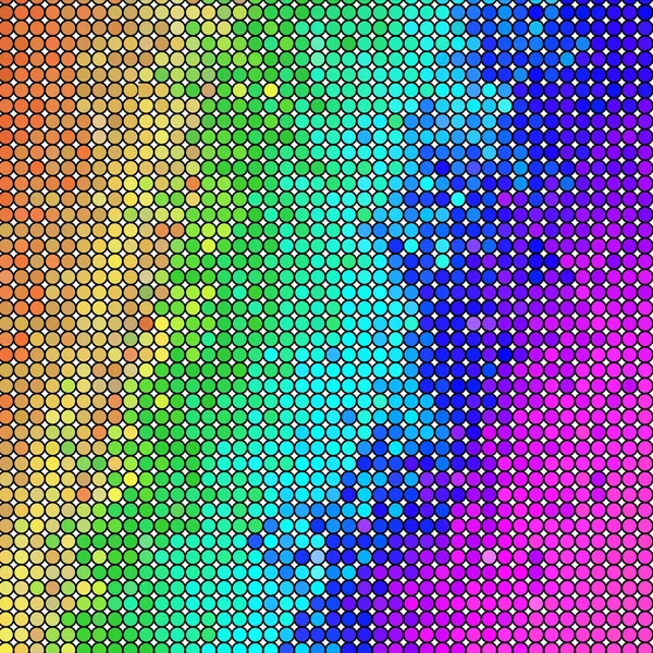 Абстрактный геометрический фон с красочными кругами. Эффект полутона — стоковый вектор