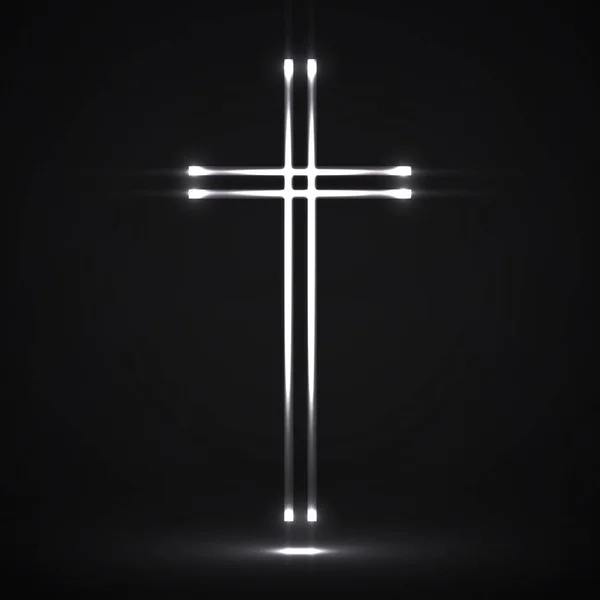 Glowing christian cross. Religious symbol. Vector illustration. Eps 10 — Stock Vector
