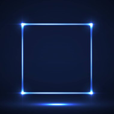 Parlayan hatları ile soyut neon Meydanı. Vektör geometrik öğesi