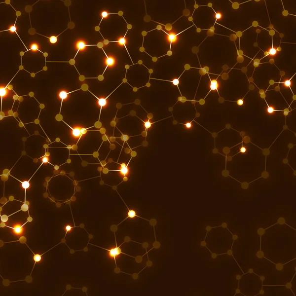 Αφηρημένη νέον εξαγωνικό μόρια, μοριακή δομή του Dna, γεωμετρικό υπόβαθρο — Διανυσματικό Αρχείο