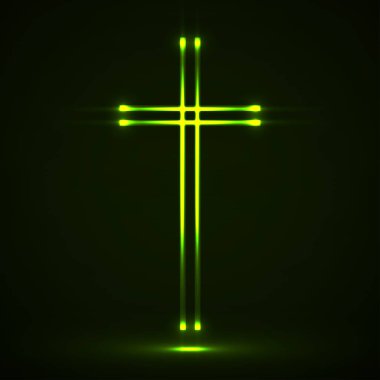 Çapraz Hıristiyan parlayan. Dini sembol. Vektör çizim. EPS 10