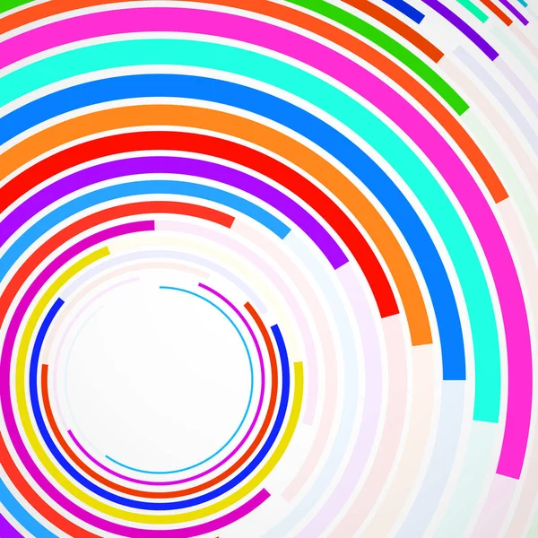 Fond abstrait de cercles colorés avec des lignes, fond de la technologie — Image vectorielle