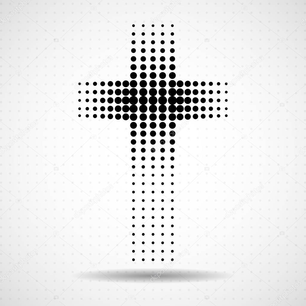 Abstract halftone cross. Christian Symbol. Religious sign