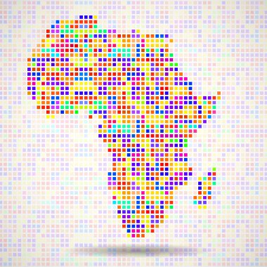 Afrika, renkli piksel soyut Haritası. Vektör