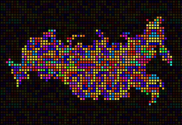 Kaart van de abstracte van Rusland, kleurrijke pixels. Vector — Stockvector