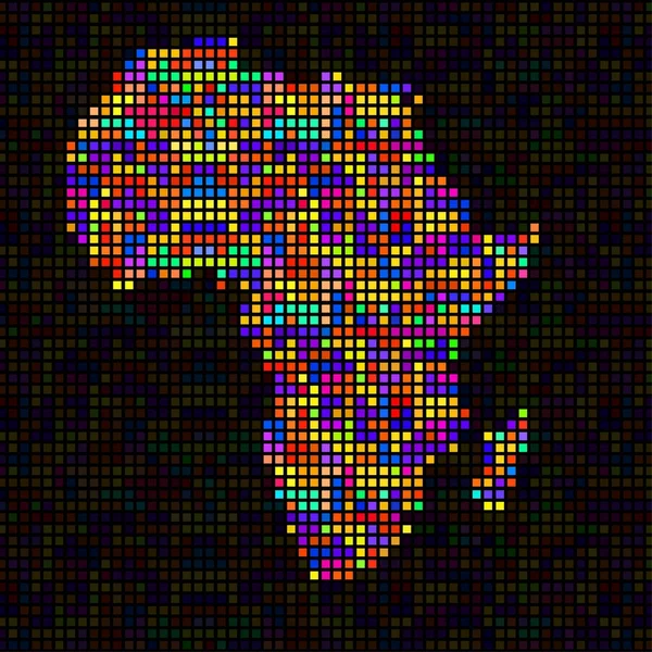 Mappa astratta dell'Africa, pixel colorati. Vettore — Vettoriale Stock