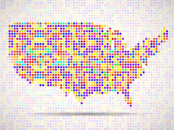 Abstrakta karta över Usa, färgglada bildpunkter. Vektor — Stock vektor
