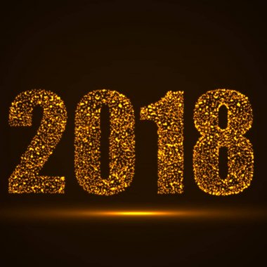 Mutlu yeni yıl 2018 metin tasarım parlayan parçacıkları, vektör çizim eps 10 ile
