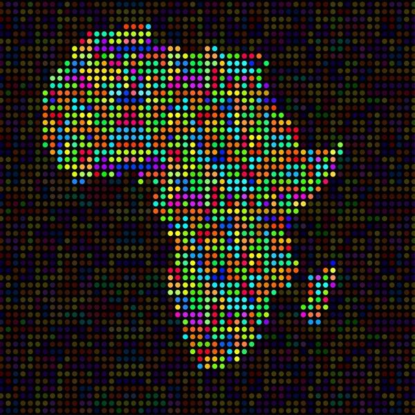 Mappa astratta dell'Africa, punti colorati. Illustrazione vettoriale. Eps 10 — Vettoriale Stock