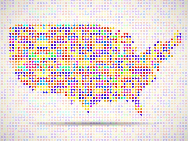 Abstrakta karta över Usa, färgglada prickar. Vektorillustration. EPS-10 — Stock vektor