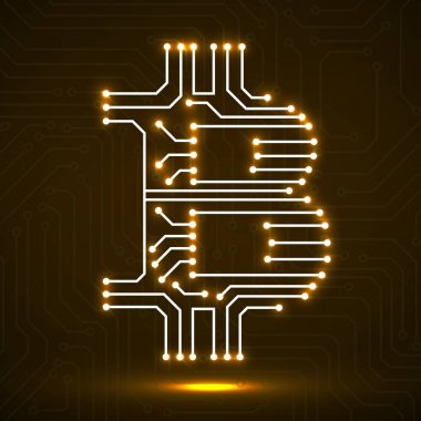 Soyut neon işareti bitcoin devre kurulu