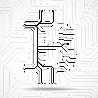 Devre kartı üzerinden soyut işareti bitcoin. Vektör