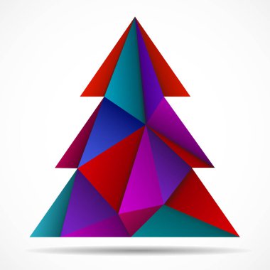 Üçgen soyut renkli Noel ağacı. Geometrik tarzı. Vektör çizim. EPS 10