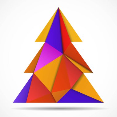 Üçgen soyut renkli Noel ağacı. Geometrik tarzı. Vektör çizim. EPS 10