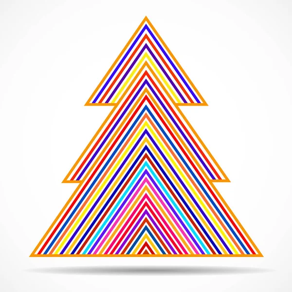 Abstract christmas tree of colorful lines. Vector illustration. Eps 10 — Stock Vector