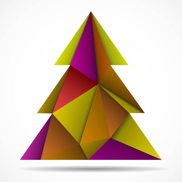 Абстрактно раскрашенное дерево треугольников. Геометрический стиль. Векторная иллюстрация. Eps 10
