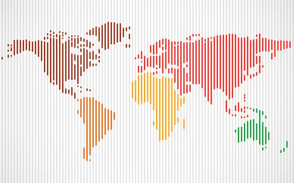 Abstrakta färgstarka Världskarta med linjerna. Världen ränder karta. Vektor — Stock vektor
