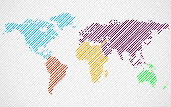 Abstract kleurrijk wereldkaart met lijnen. Wereld strepen kaart. Vector — Stockvector