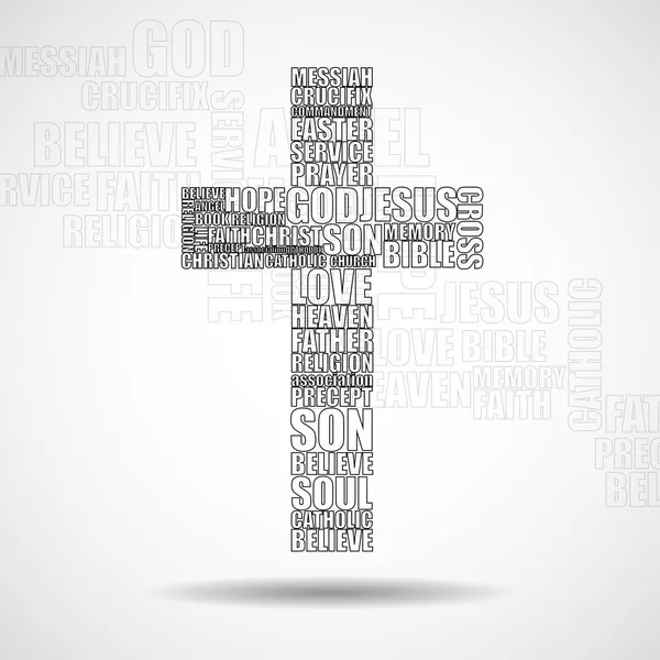 Σταυρός θρησκευτικές λέξεις. Χριστιανικό σύμβολο. Διάνυσμα — Διανυσματικό Αρχείο