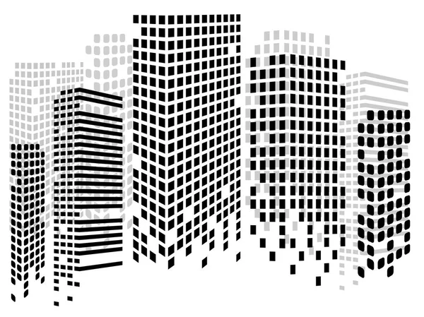 Ville abstraite de gratte-ciel. Silhouette de mégapole. Fond vectoriel — Image vectorielle