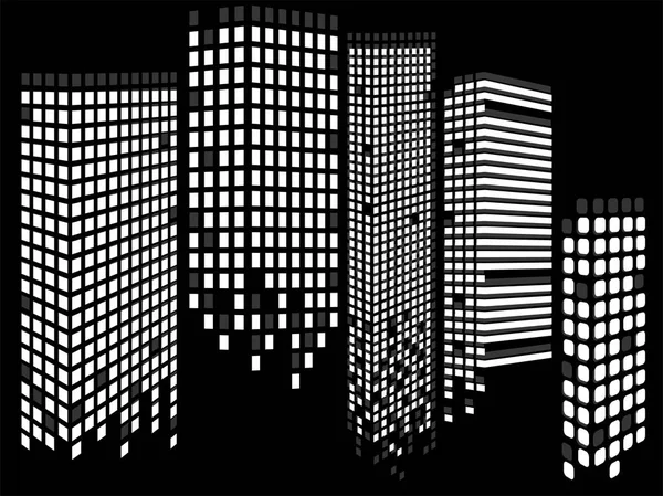 Ciudad abstracta de rascacielos. Silueta de megaciudad. Fondo vectorial — Vector de stock